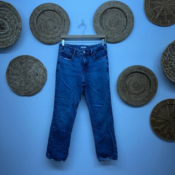 $169 Good American Blue Good Legs Straight Leg Jeans Denim 8/29 - Picture 1 of 6